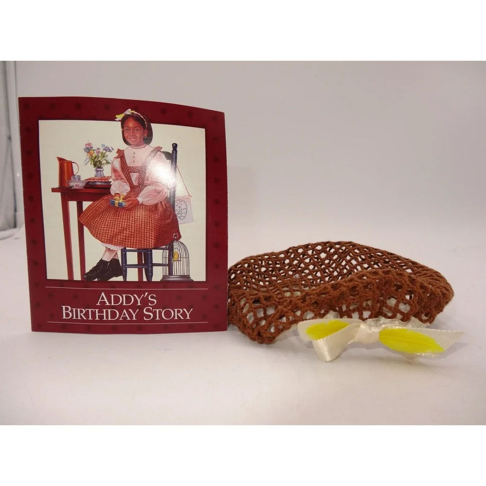 American Girl Addy Birthday Outfit Pinafore Blouse Snood Booklets 1994 Brown